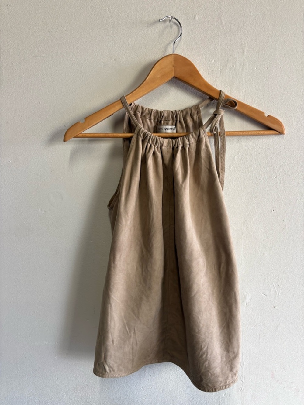 Yves Salomon Toscana Lambskin Cinch Neck Halter Camitop 38/6